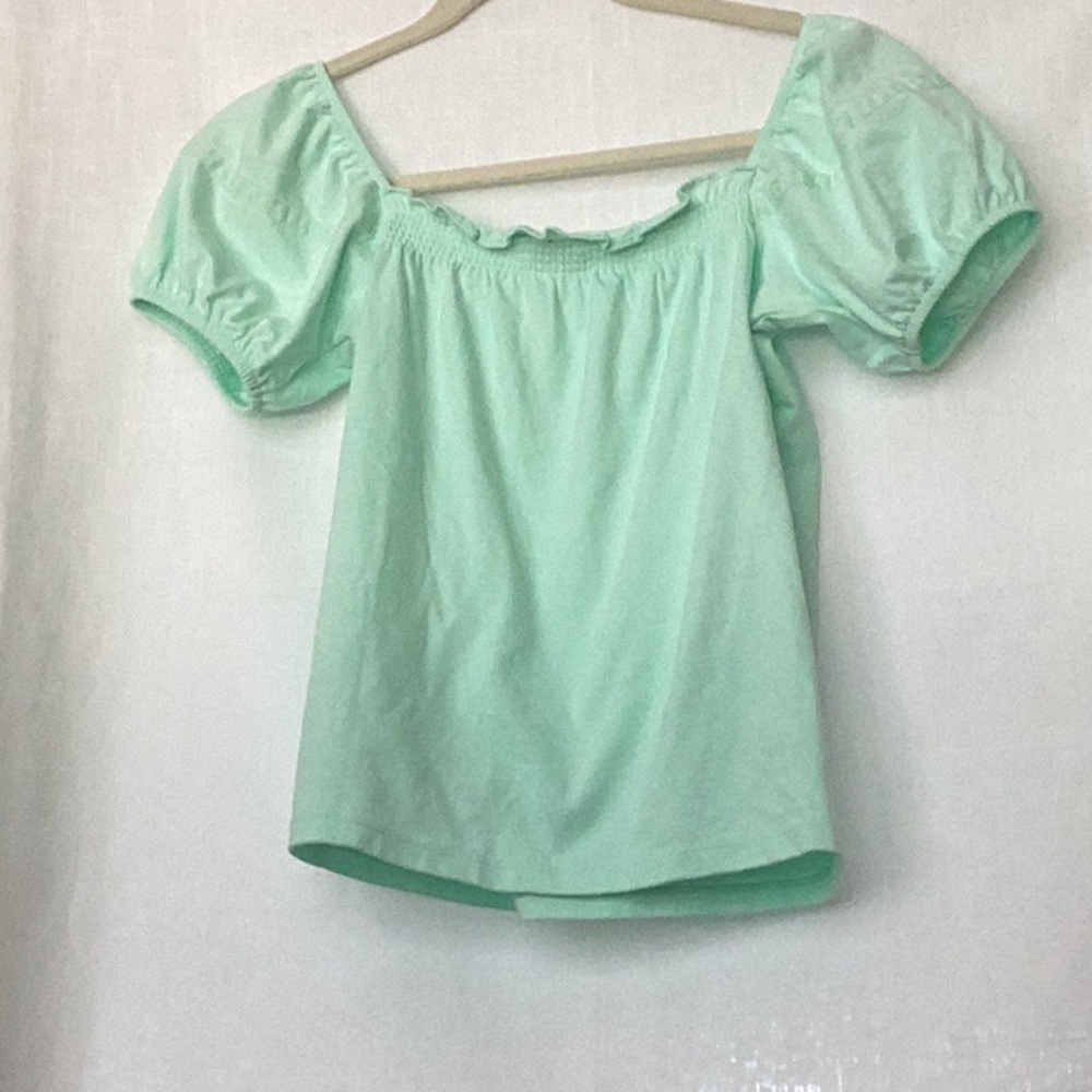 Mint Green Puff Sleeve Janie and Jack girls Top.  Size 10 NWT - Picture 3 of 4